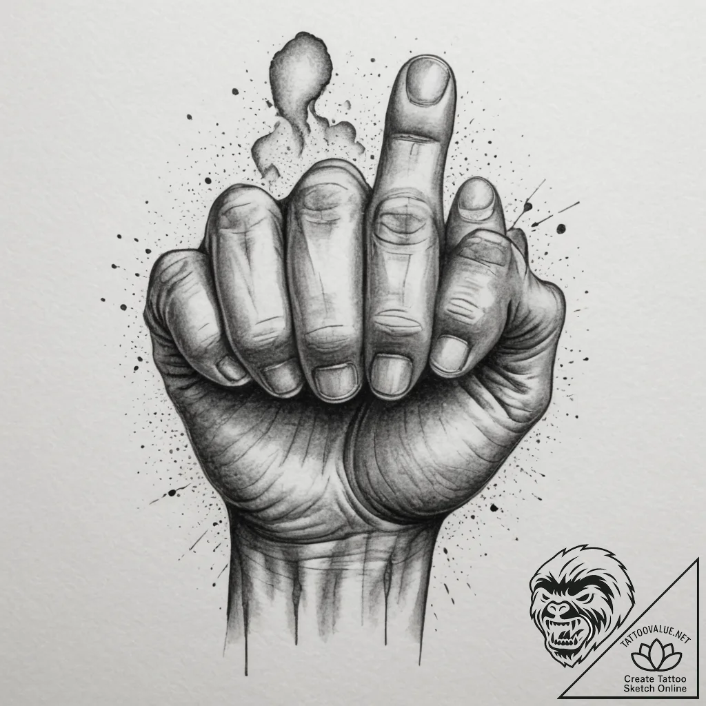 Tattoo sketch a close-up of a fist, showing e... - tattoo sketch (№1755110034_0, 13.08.2025 18:33) — tattoovalue.net