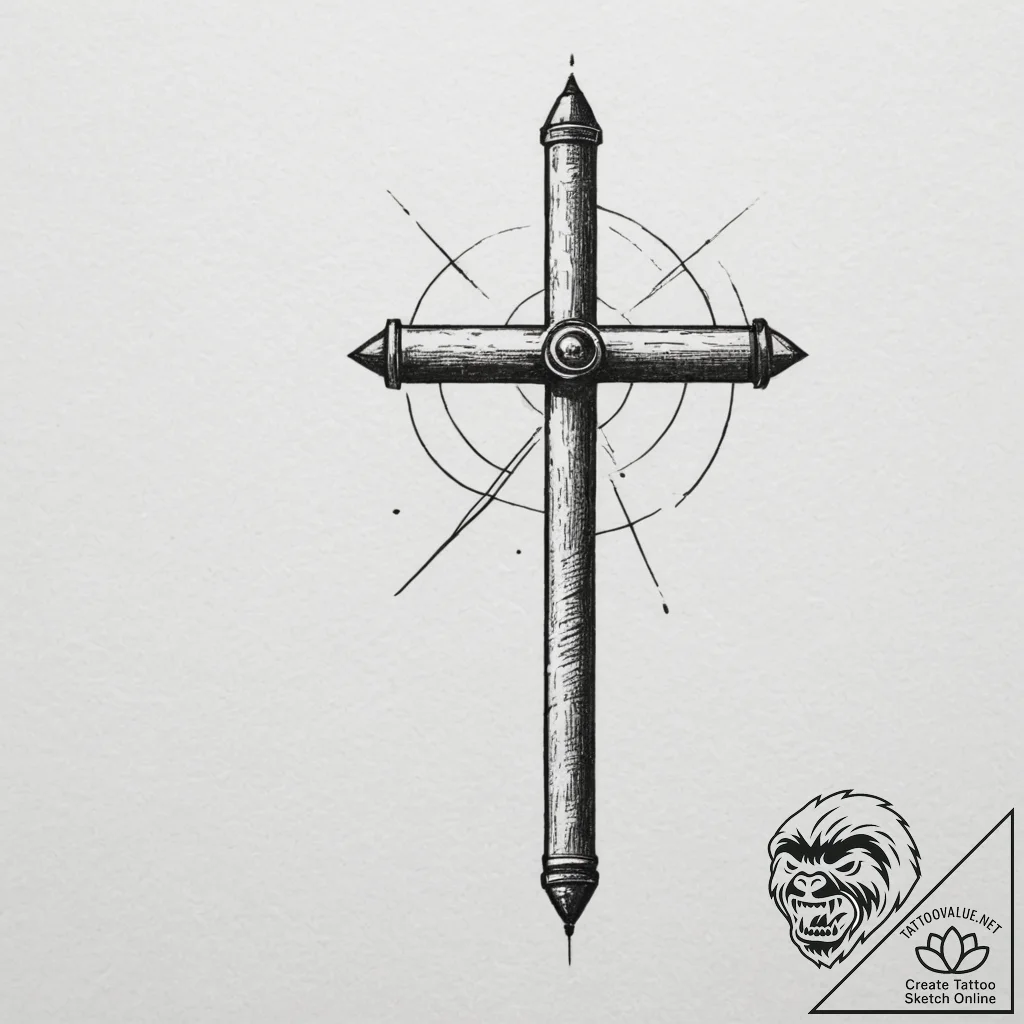 Tattoo sketch a simple drum stick on one, a c... - tattoo sketch (№1755110232_0, 13.08.2025 18:37) — tattoovalue.net