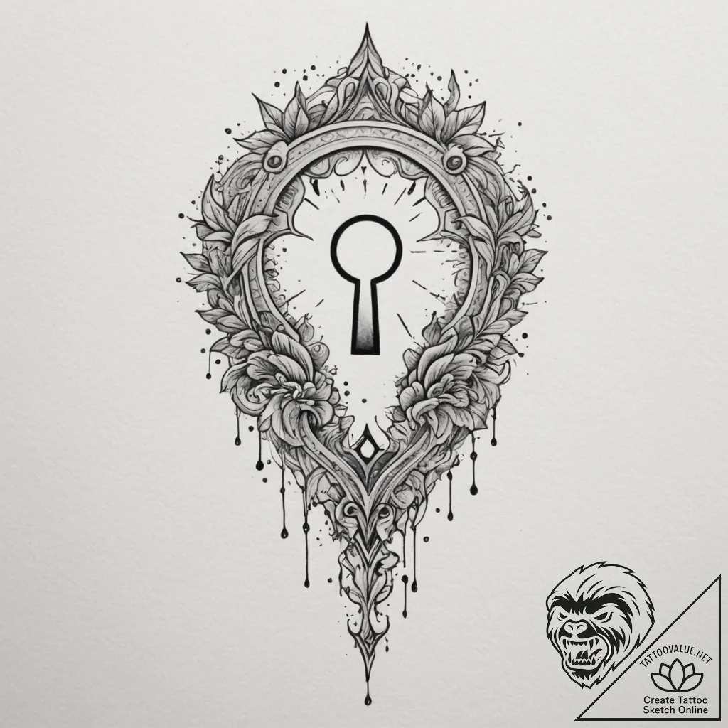 A keyhole shape, tattoo flash sheet design, o... - tattoo sketch (№1755110431_0, 13.08.2025 18:40) — tattoovalue.net