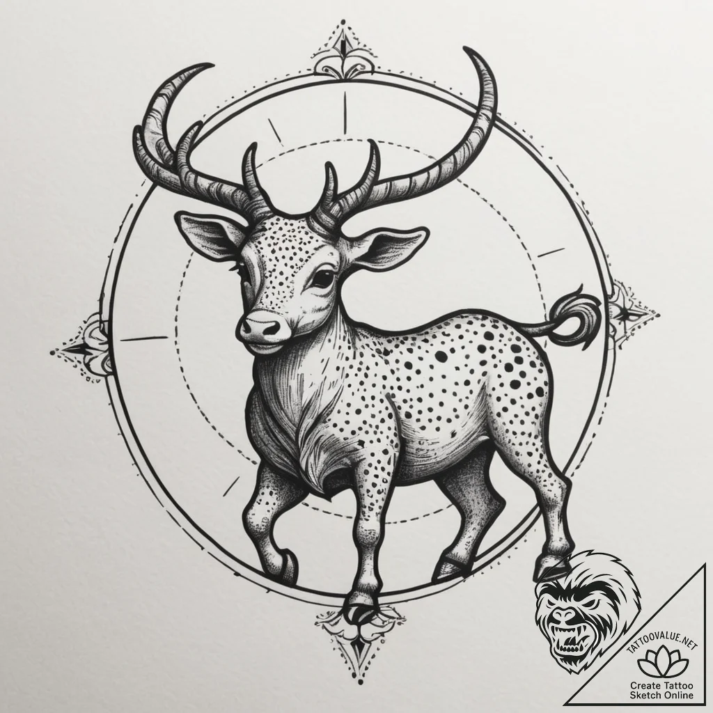 Tattoo sketch a zodiac animal's silhouette fi... - tattoo sketch (№1755111225_0, 13.08.2025 18:53) — tattoovalue.net