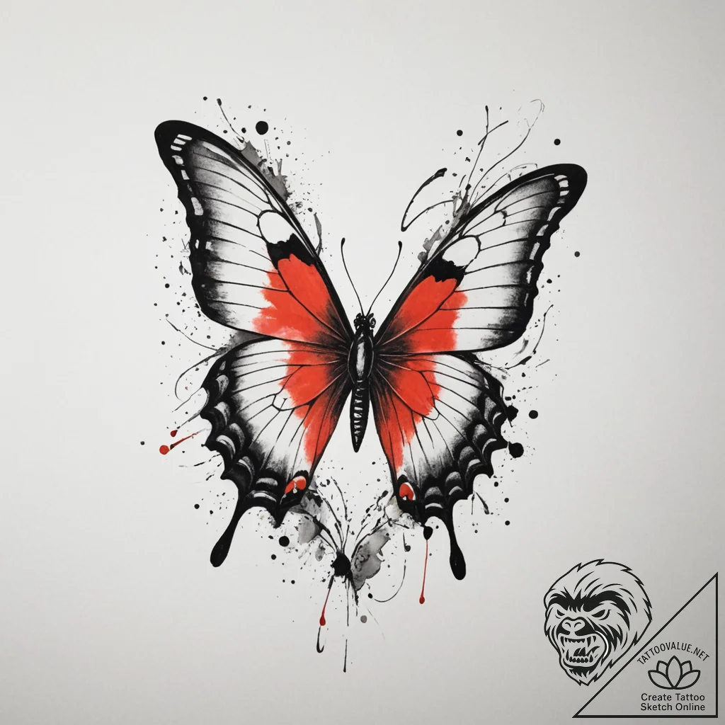 Tattoo sketch a delicate butterfly with a uni... - tattoo sketch (№1755111423_0, 13.08.2025 18:57) — tattoovalue.net