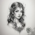 An elegant tattoo sketch of the goddess mokos… – tattoo sketch (№1755111819_0, 13.08.2025 19:03) — tattoovalue.net