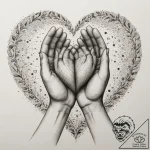 Tattoo design a heart made of two hands holdi… – tattoo sketch (№1755112214_0, 13.08.2025 19:10) — tattoovalue.net