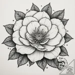 Camellia, ink illustration for tattoo, muted… – tattoo sketch (№1755113206_0, 13.08.2025 19:26) — tattoovalue.net