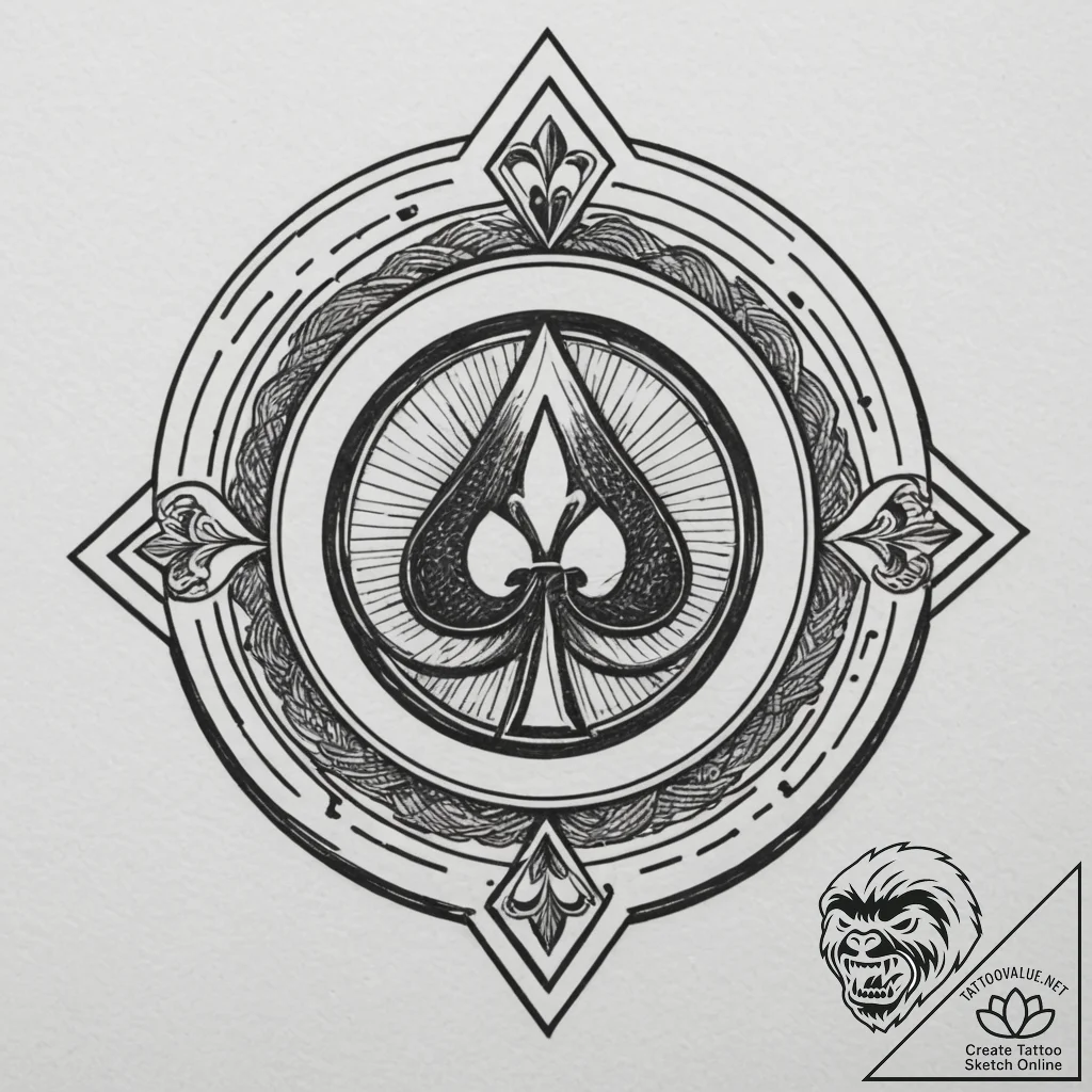 A poker chip, tattoo drawing outline, black o... - tattoo sketch (№1755113405_0, 13.08.2025 19:30) — tattoovalue.net