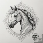 Horse, concept art for tattoo, geometric tatt… – tattoo sketch (№1755113802_0, 13.08.2025 19:36) — tattoovalue.net