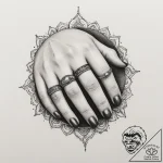 Tattoo design a pair of matching rings, one o… – tattoo sketch (№1755115192_0, 13.08.2025 19:59) — tattoovalue.net
