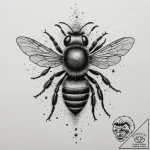 A close-up of a bee covered in pollen., artis… – tattoo sketch (№1755115390_0, 13.08.2025 20:03) — tattoovalue.net