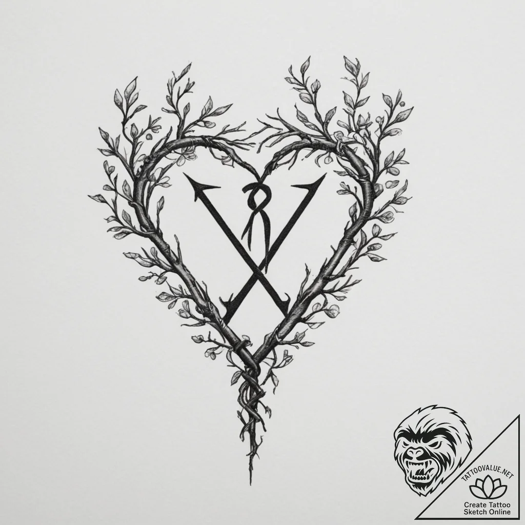 127. tattoo design: a "rod" rune with intertw... - tattoo sketch (№1755115786_0, 13.08.2025 20:09) — tattoovalue.net