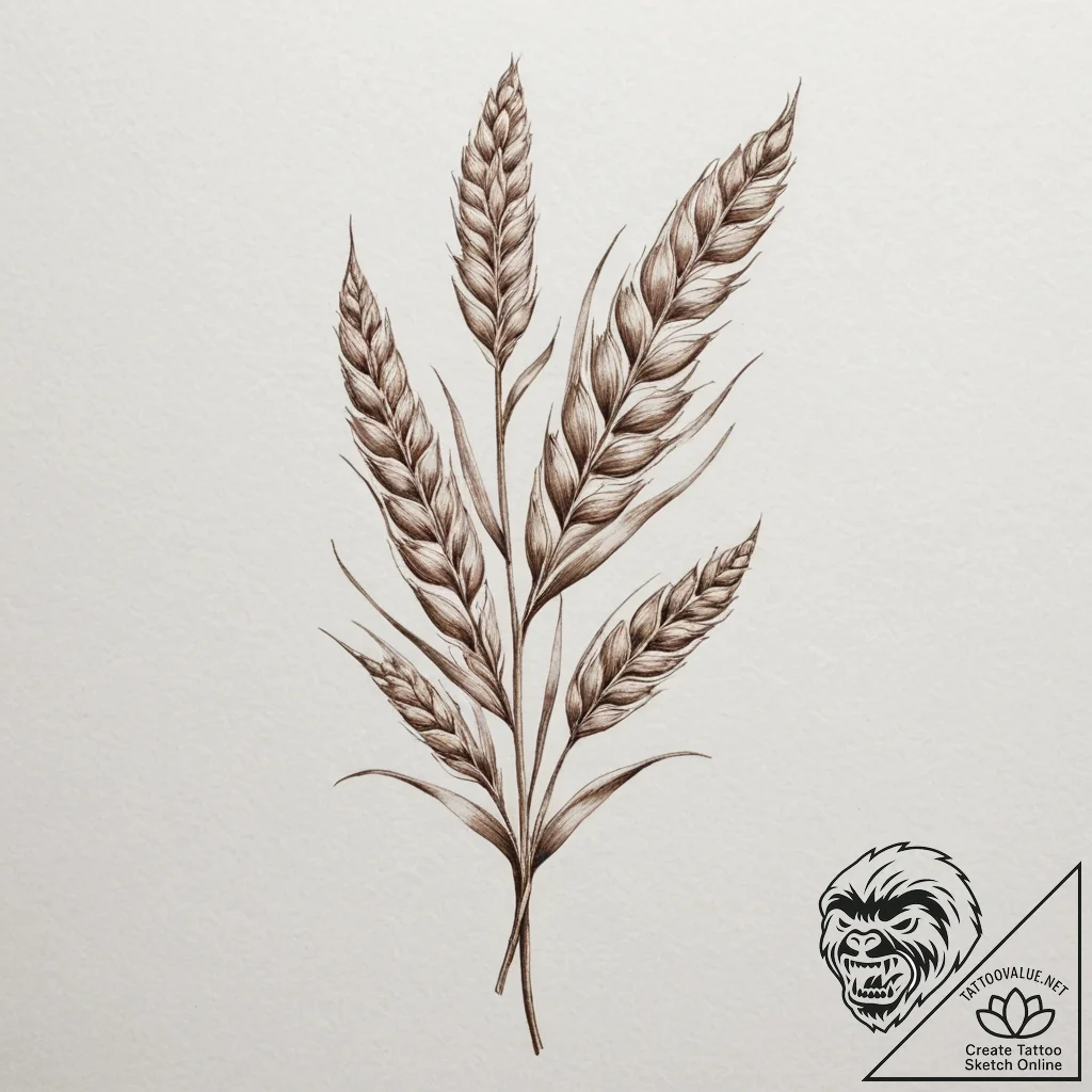 Ear of wheat, tattoo line art, dotwork tattoo... - tattoo sketch (№1755116182_0, 13.08.2025 20:16) — tattoovalue.net