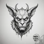Gargoyle, tattoo line art, on a clean white p… – tattoo sketch (№1755116577_0, 13.08.2025 20:22) — tattoovalue.net