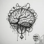 Tattoo design a brain connected to a game con… – tattoo sketch (№1755117190_0, 13.08.2025 20:33) — tattoovalue.net
