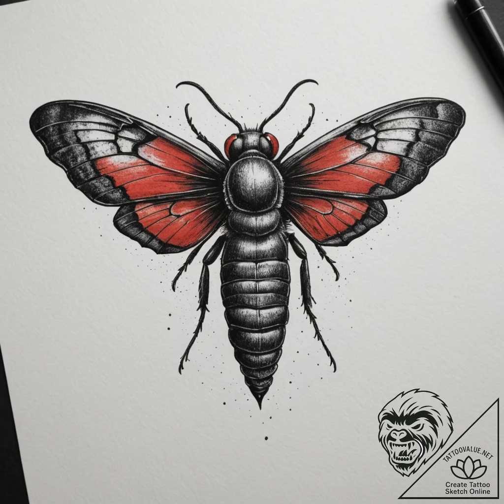 A death's-head hawkmoth, artistic tattoo sket... - tattoo sketch (№1755117588_0, 13.08.2025 20:39) — tattoovalue.net