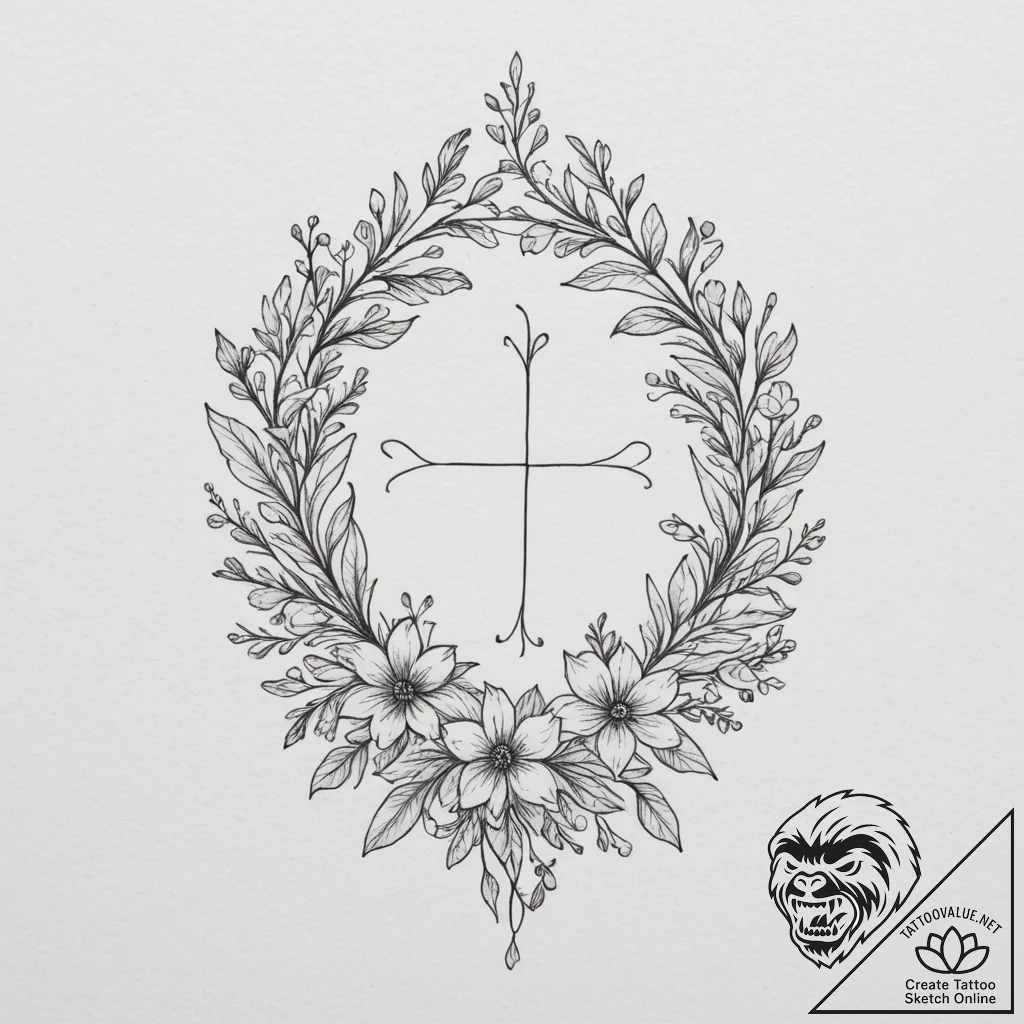 A minimalist tattoo design of the lunitsa sym... - tattoo sketch (№1755119799_0, 13.08.2025 21:16) — tattoovalue.net