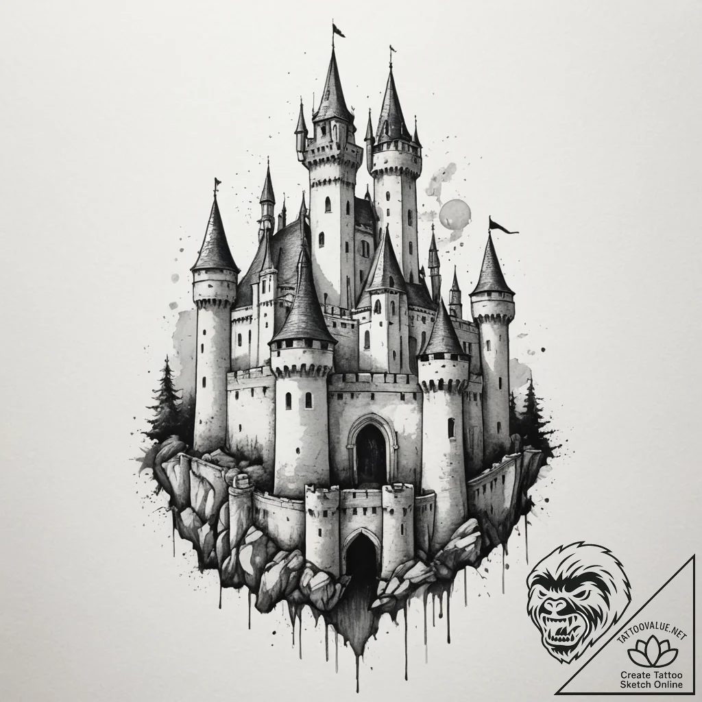 Tattoo sketch a medieval castle wall, strong... - tattoo sketch (№1755120196_0, 13.08.2025 21:23) — tattoovalue.net
