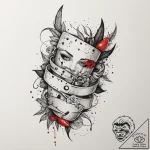 Garter, tattoo drawing outline, trash polka t… – tattoo sketch (№1755121389_0, 13.08.2025 21:43) — tattoovalue.net