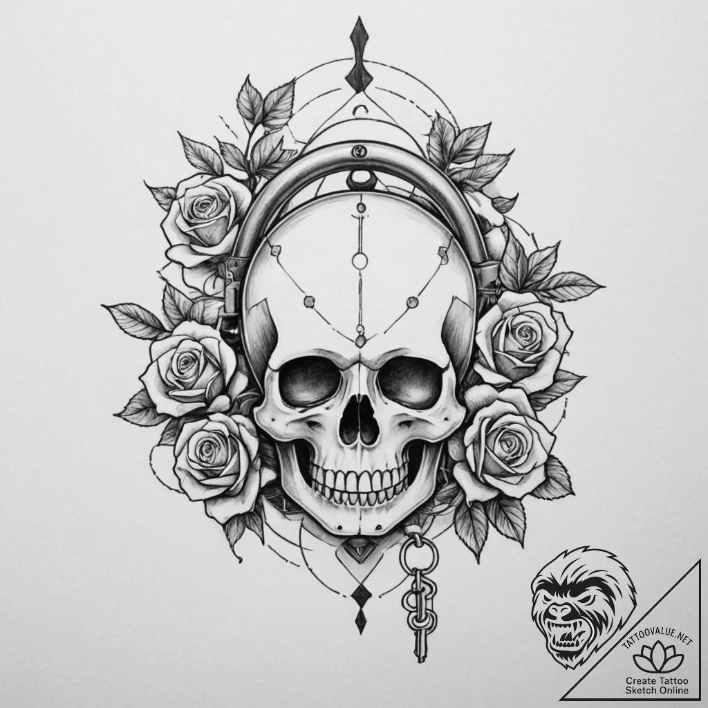 Tattoo design a digital padlock with a styliz... - tattoo sketch (№1755121787_0, 13.08.2025 21:49) — tattoovalue.net