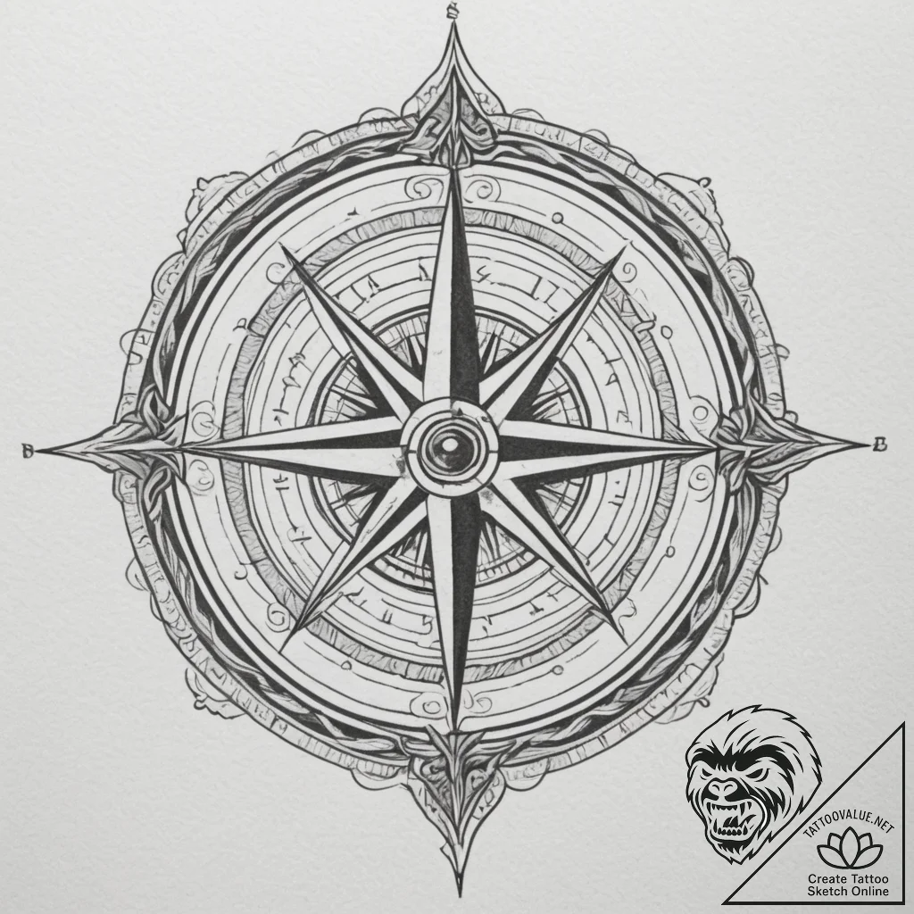 Compass rose (is there as wind rose, but can... - tattoo sketch (№1755122184_0, 13.08.2025 21:56) — tattoovalue.net