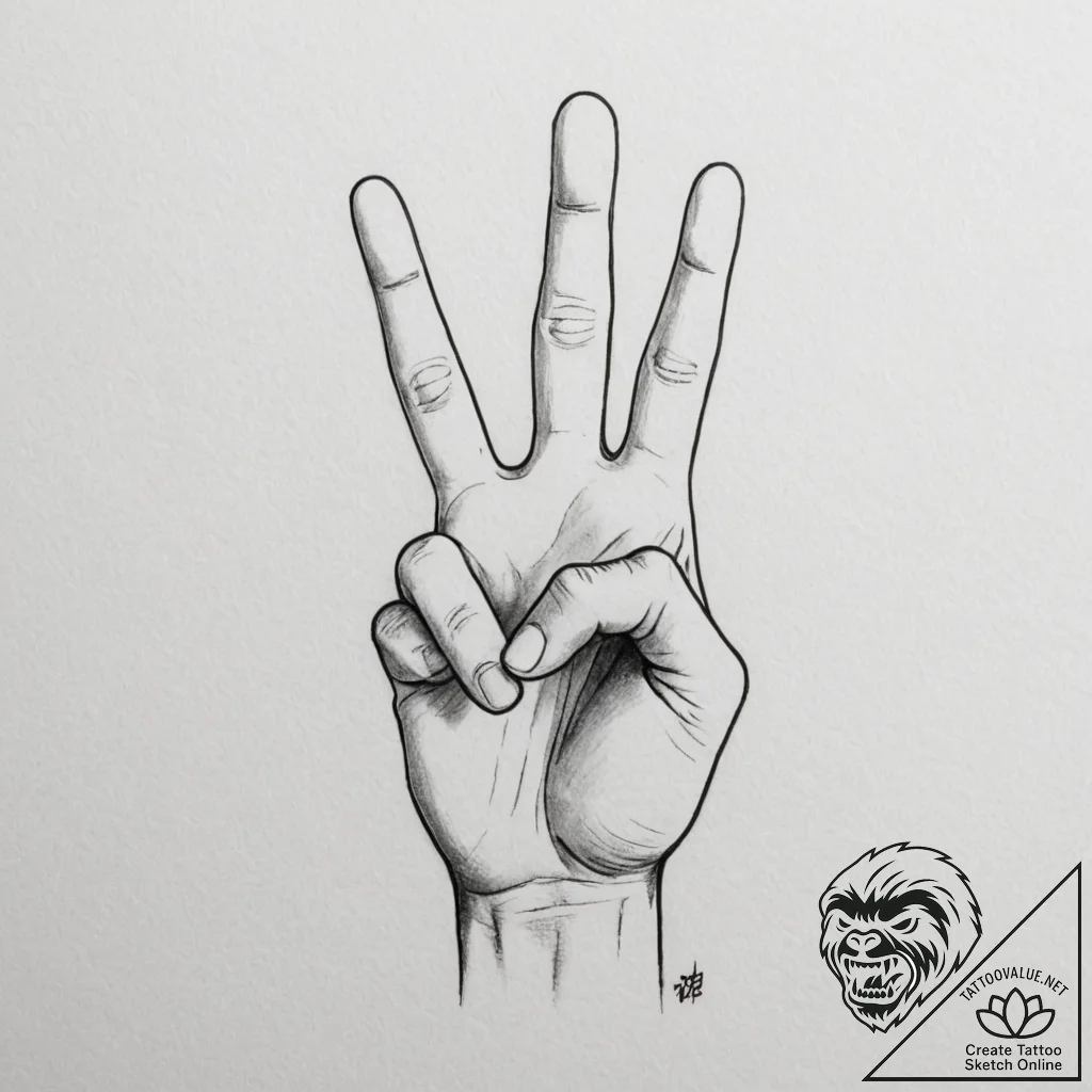 Tattoo design a playful hand gesture, like a... - tattoo sketch (№1755122982_0, 13.08.2025 22:09) — tattoovalue.net