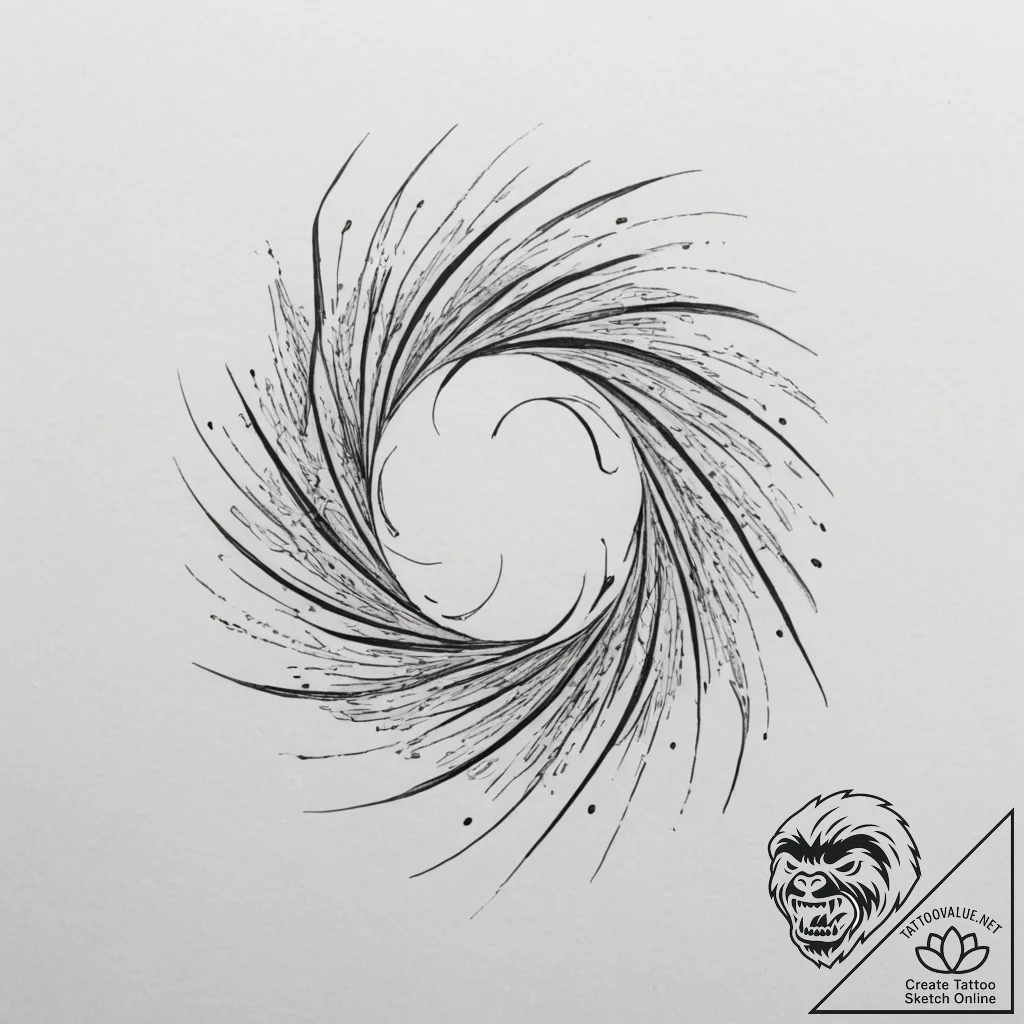 Tattoo sketch an abstract flow of energy betw... - tattoo sketch (№1755125587_0, 13.08.2025 22:53) — tattoovalue.net