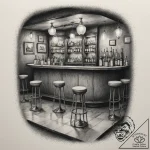 A dimly lit, atmospheric speakeasy bar with v… – tattoo sketch (№1755126179_0, 13.08.2025 23:02) — tattoovalue.net