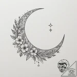 Tattoo design a crescent moon with a hidden c… – tattoo sketch (№1755126586_0, 13.08.2025 23:09) — tattoovalue.net