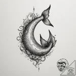 Tattoo design a minimalist fish hook and a fi… – tattoo sketch (№1755127190_0, 13.08.2025 23:19) — tattoovalue.net