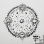 Tattoo design the zodiac symbol surrounded by… – tattoo sketch (№1755127993_0, 13.08.2025 23:33) — tattoovalue.net