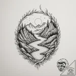 Tattoo design a flowing river carving its way… – tattoo sketch (№1755128192_0, 13.08.2025 23:36) — tattoovalue.net