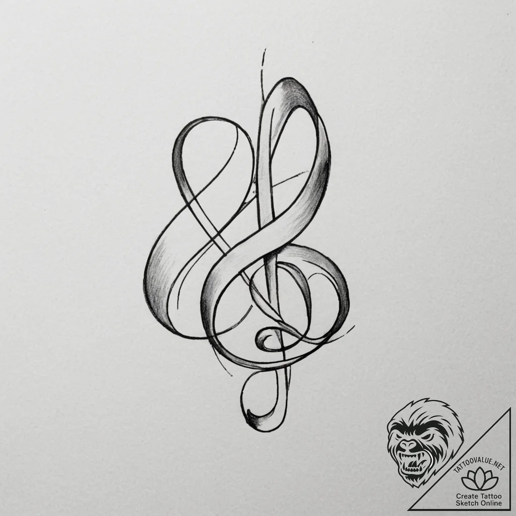 Tattoo sketch a musical note on one partner,... - tattoo sketch (№1755128392_0, 13.08.2025 23:39) — tattoovalue.net