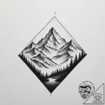 Mountains, tattoo drawing outline, sepia tone… – tattoo sketch (№1755128592_0, 13.08.2025 23:43) — tattoovalue.net