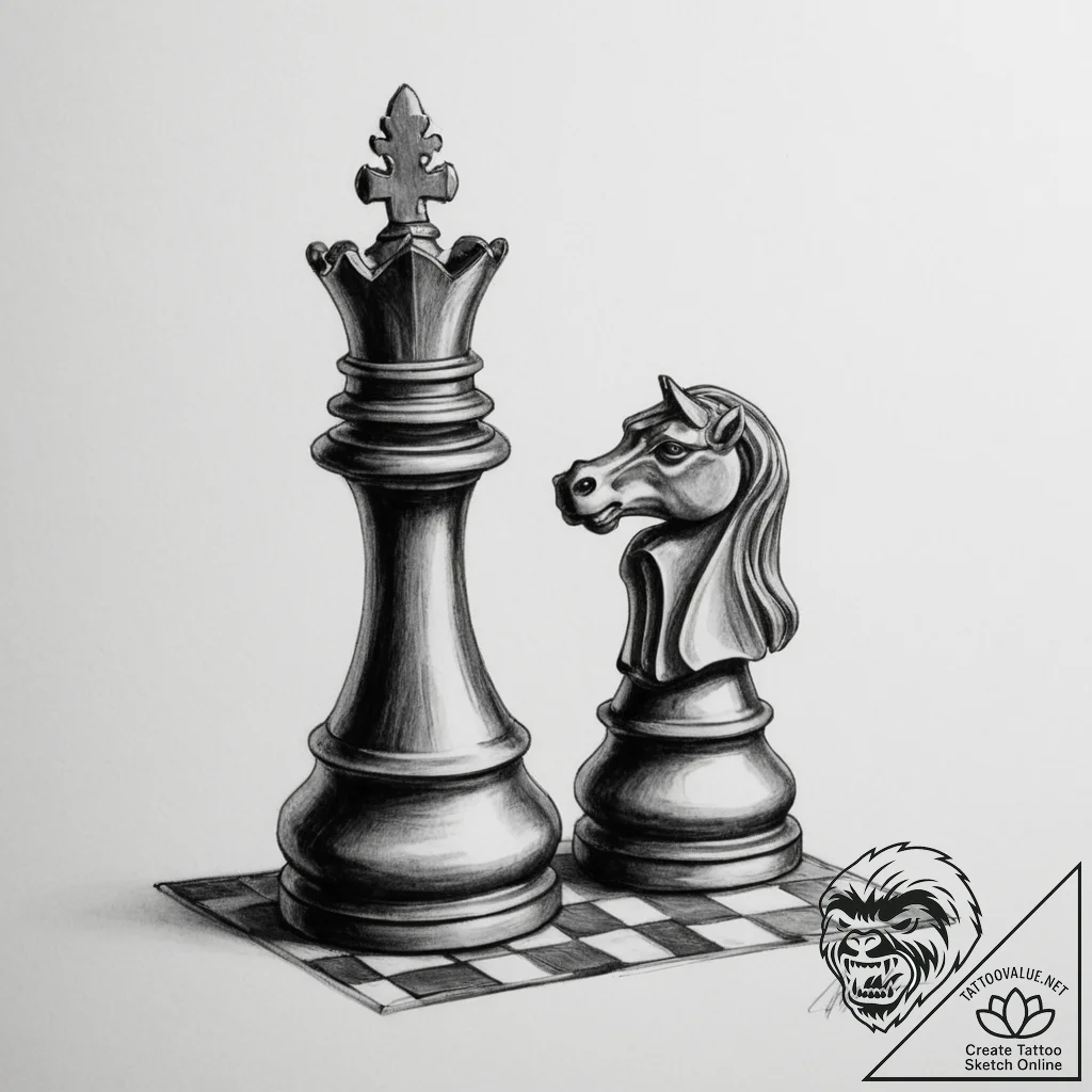 Tattoo design a chessboard with a single, per... - tattoo sketch (№1755129001_0, 13.08.2025 23:50) — tattoovalue.net