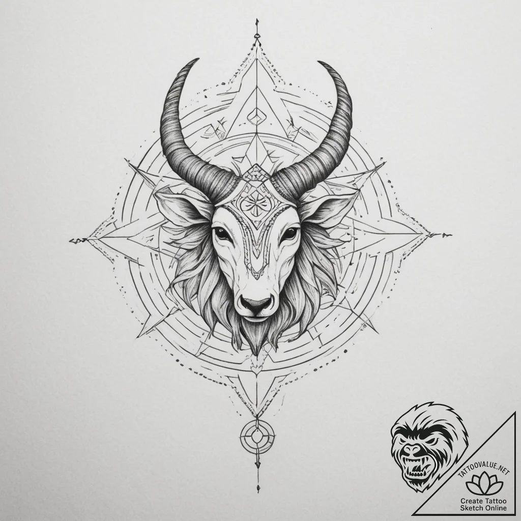 Tattoo sketch a zodiac symbol composed entire... - tattoo sketch (№1755129610_0, 14.08.2025 00:00) — tattoovalue.net