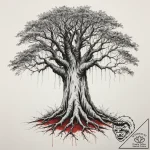 Tattoo design a powerful, ancient banyan tree… – tattoo sketch (№1755130008_0, 14.08.2025 00:06) — tattoovalue.net