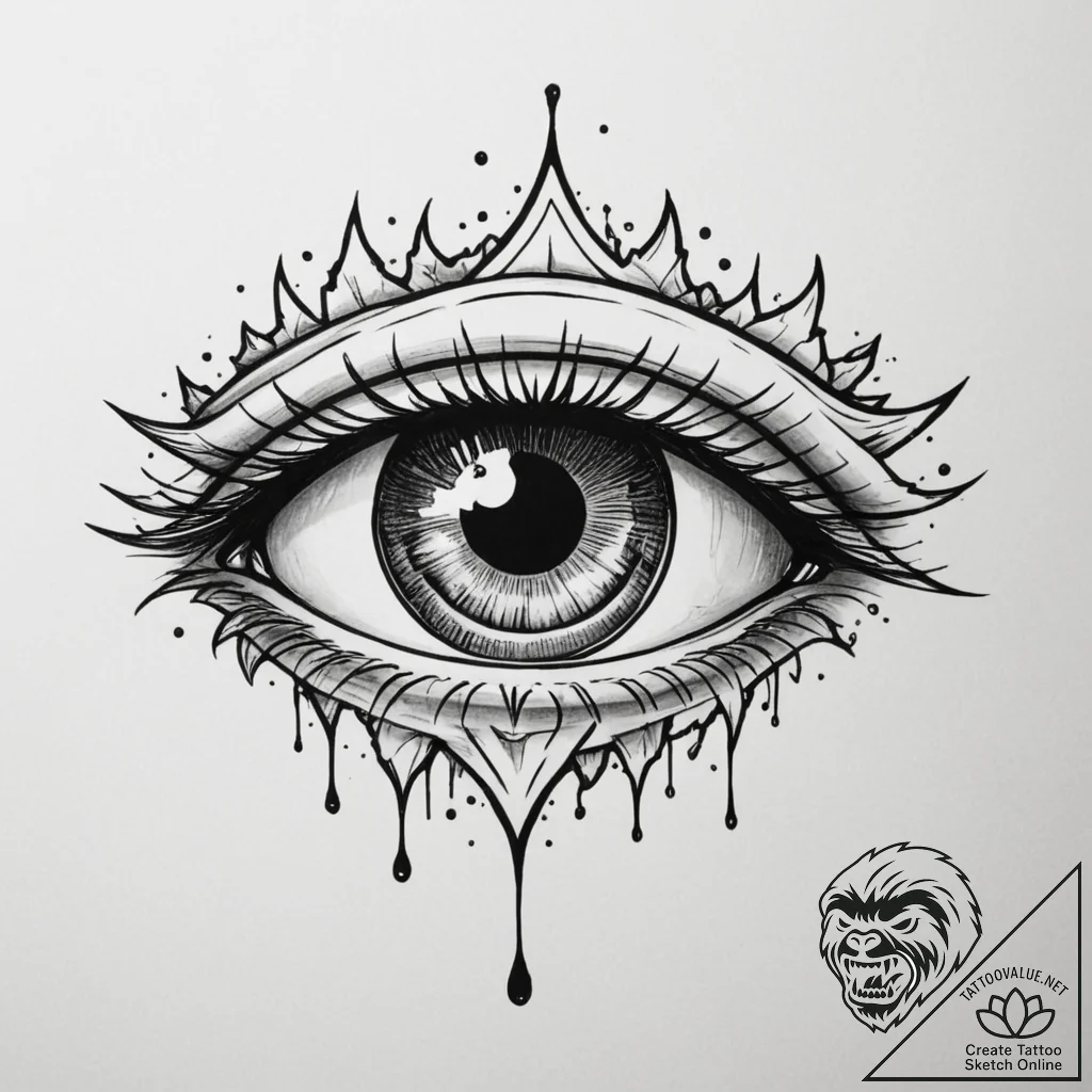 Tattoo sketch a powerful, unblinking eye, sym... - tattoo sketch (№1755130606_0, 14.08.2025 00:16) — tattoovalue.net
