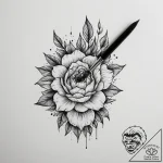 Tattoo sketch a paintbrush on one, a palette… – tattoo sketch (№1755132215_0, 14.08.2025 00:43) — tattoovalue.net