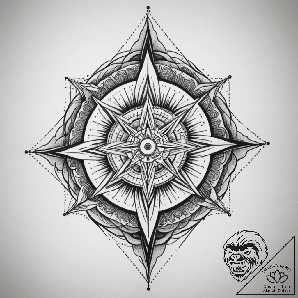 Tattoo design: geometric tattoo of dazhbog's... - tattoo sketch (№1755133011_0, 14.08.2025 00:56) — tattoovalue.net