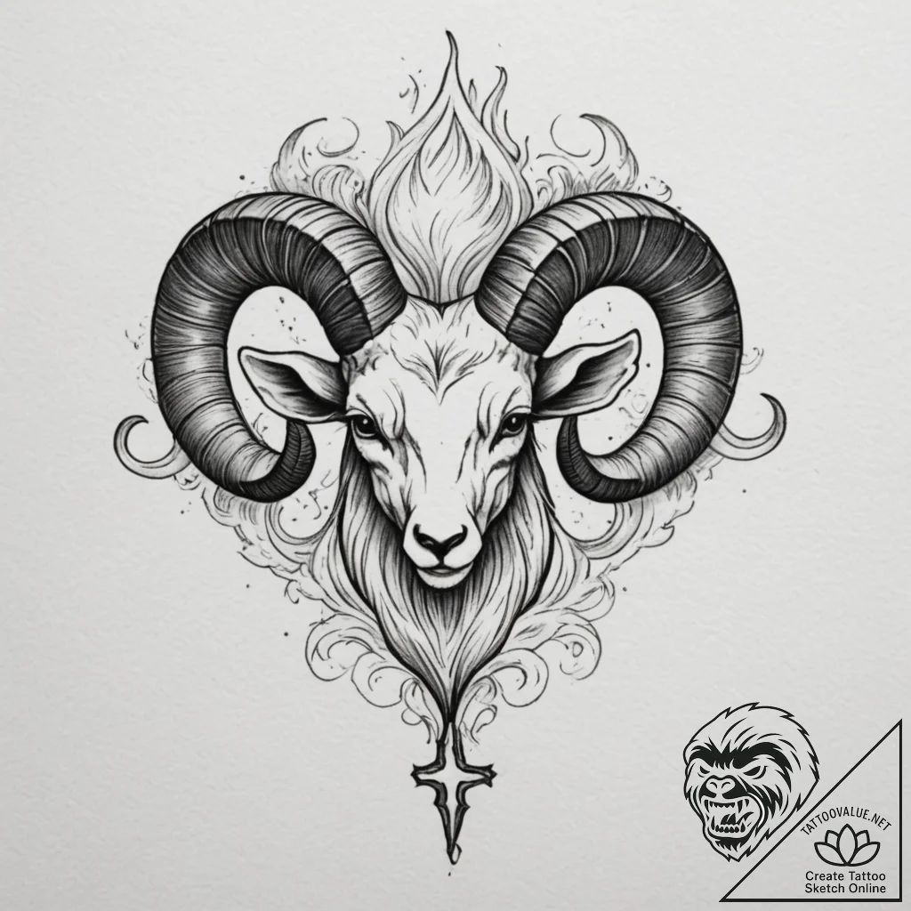 Tattoo sketch an aries symbol formed by styli... - tattoo sketch (№1755133410_0, 14.08.2025 01:03) — tattoovalue.net
