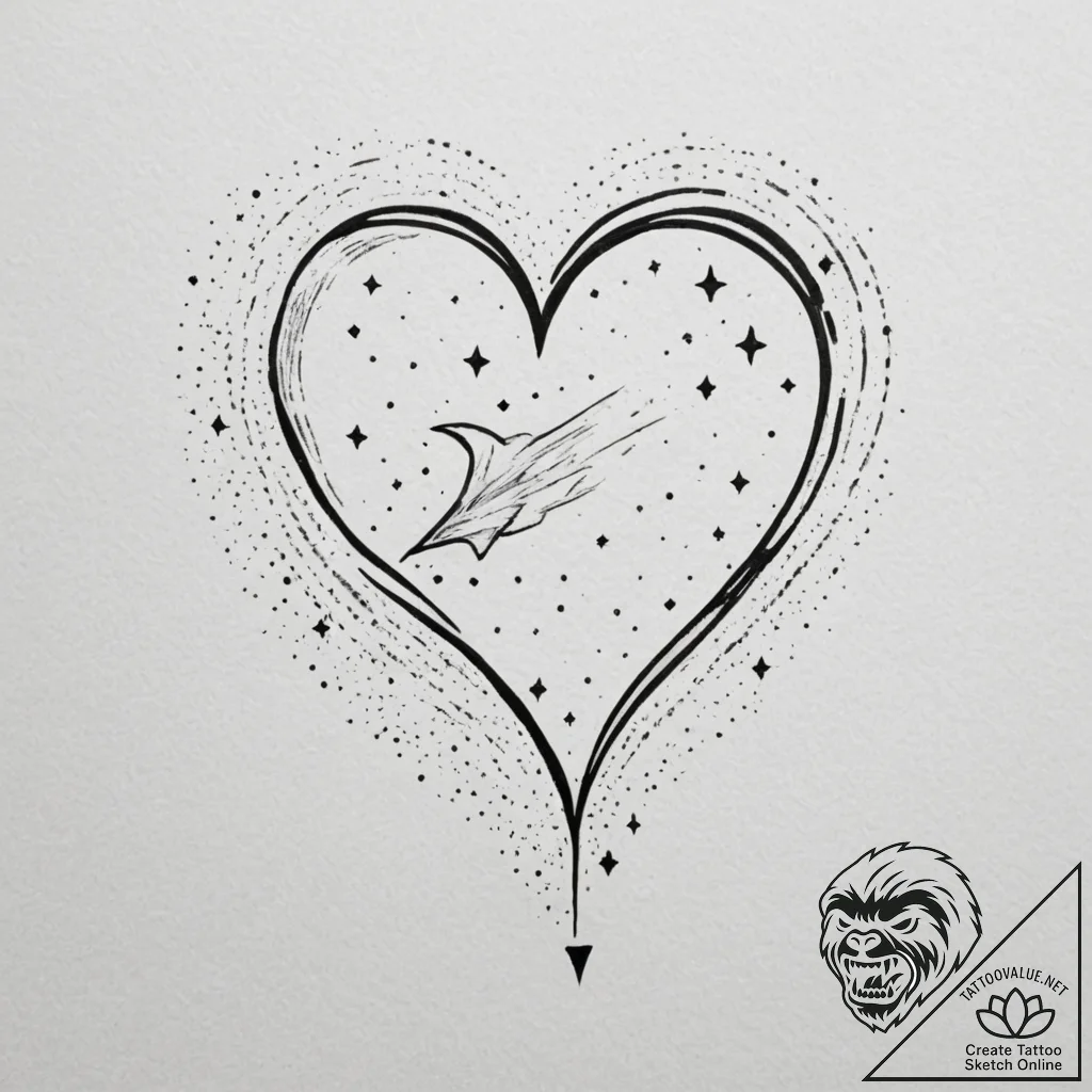 Tattoo sketch a shooting star leaving a trail... - tattoo sketch (№1755134009_0, 14.08.2025 01:13) — tattoovalue.net