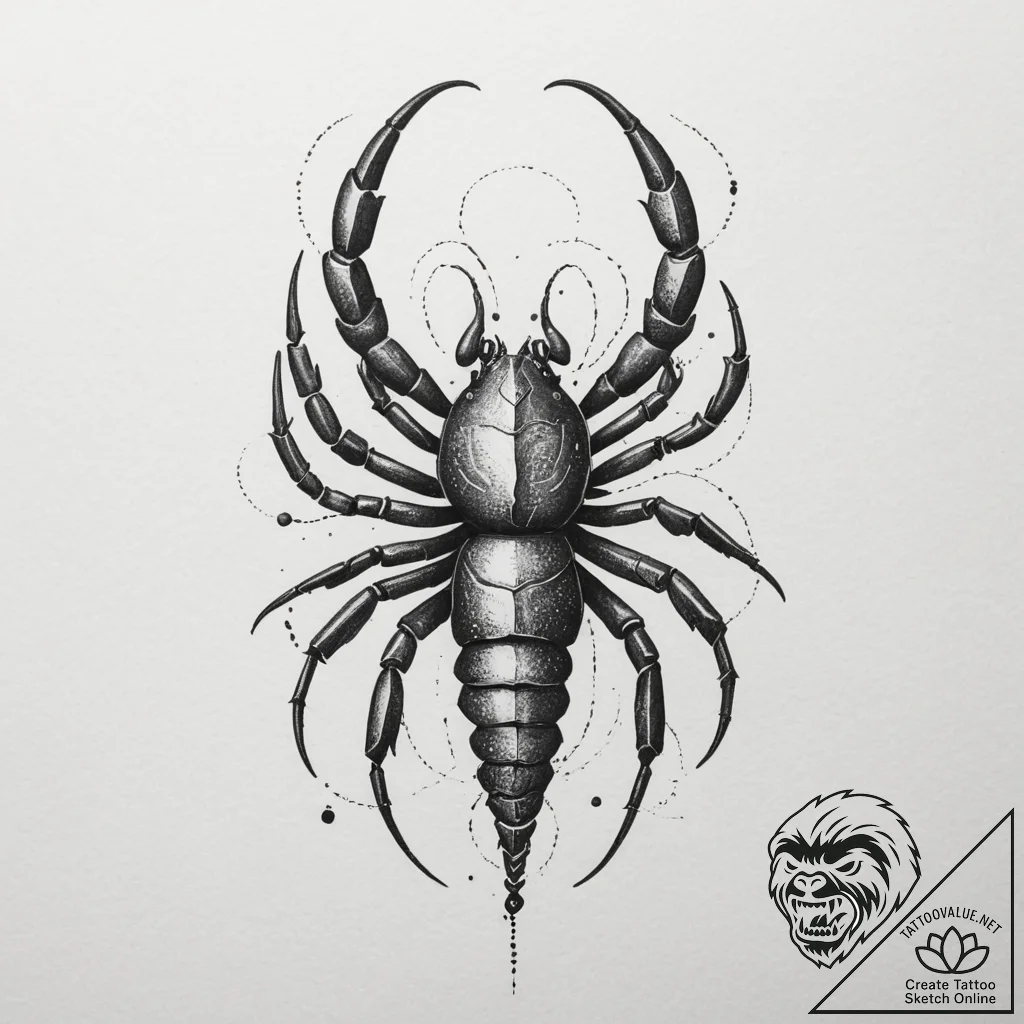 Tattoo design a scorpio scorpion, part blackw... - tattoo sketch (№1755134413_0, 14.08.2025 01:20) — tattoovalue.net