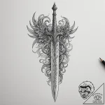 A broken sword of a knight, tattoo line art,… – tattoo sketch (№1755135414_0, 14.08.2025 01:36) — tattoovalue.net
