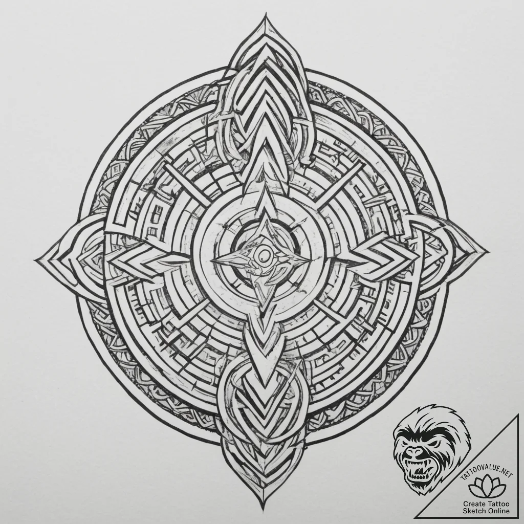 132. tattoo design: a "klad" rune with intric... - tattoo sketch (№1755136418_0, 14.08.2025 01:53) — tattoovalue.net
