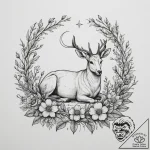 Tattoo sketch a zodiac animal resting among a… – tattoo sketch (№1755136814_0, 14.08.2025 02:00) — tattoovalue.net
