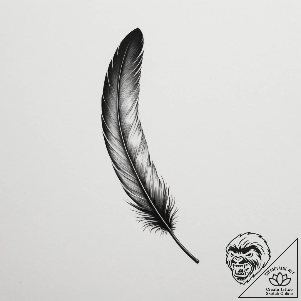 A single raven feather - tattoo sketch (№1755137622_0, 14.08.2025 02:13) — tattoovalue.net