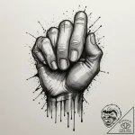 Tattoo design a clenched fist made of stylize… – tattoo sketch (№1755138020_0, 14.08.2025 02:20) — tattoovalue.net