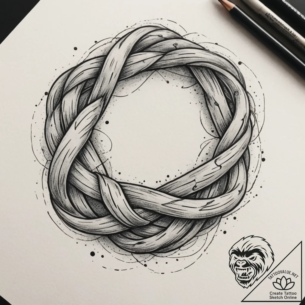 Tattoo sketch a pair of intertwined ropes, li... - tattoo sketch (№1755138425_0, 14.08.2025 02:27) — tattoovalue.net