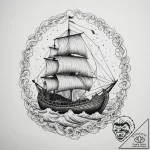 Viking longship in a storm, tattoo drawing ou… – tattoo sketch (№1755138827_0, 14.08.2025 02:33) — tattoovalue.net
