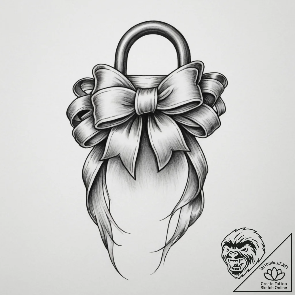 Tattoo design a lock of hair tied with a ribb... - tattoo sketch (№1755139430_0, 14.08.2025 02:43) — tattoovalue.net