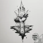 A shot of a person’s reflection in a puddle a… – tattoo sketch (№1755140038_0, 14.08.2025 02:53) — tattoovalue.net