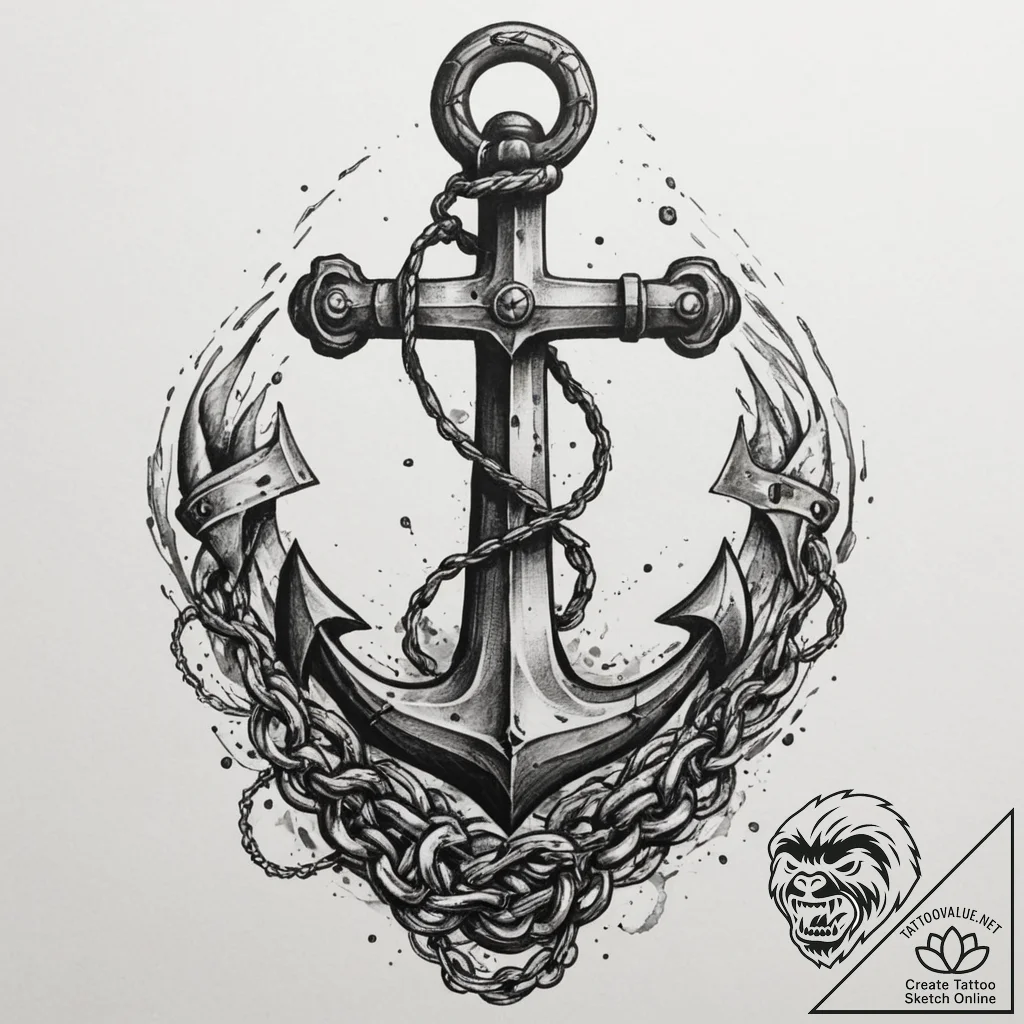 A detailed shot of the rusted chain of a ship... - tattoo sketch (№1755140446_0, 14.08.2025 03:00) — tattoovalue.net